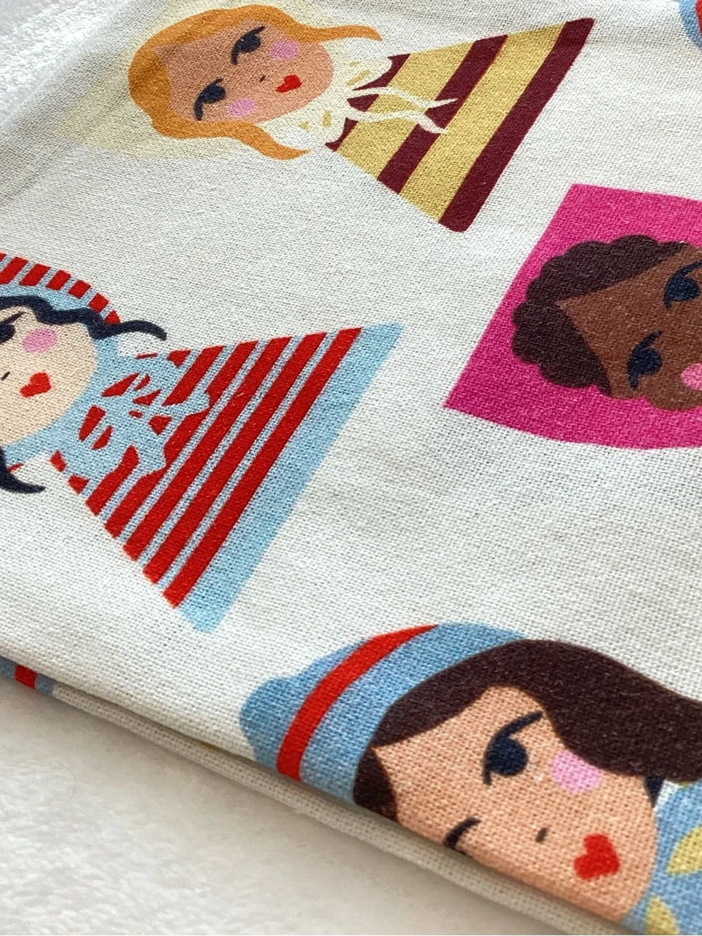 Anthropologie Damson Madder Dish Towel Cotton New White Blue Dolls